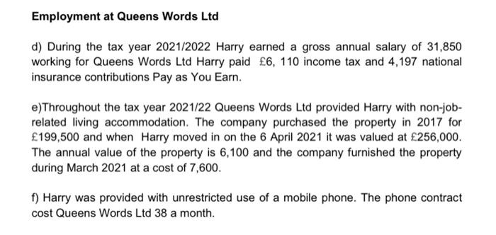  do not answer not full question Employment at Queens Words Ltd