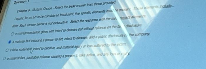  Questo Chapter 8 - Apl Crab - Select the best answer