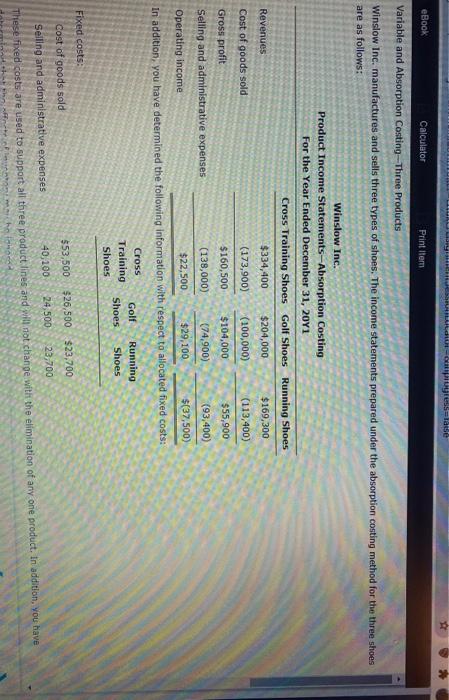  SS=lasse eBook Calculator Print Item Variable and Absorption Costing -Three Products