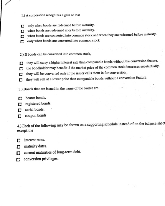  1.) A corporation recognizes a gain or loss C C C