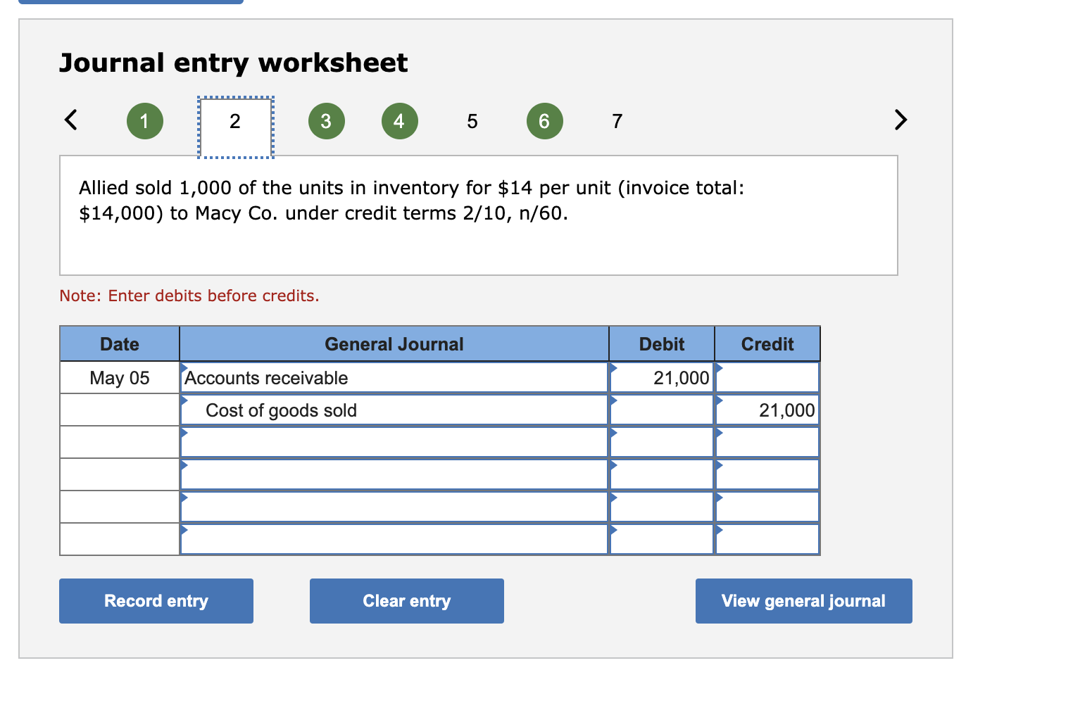 on May 1. Macy Company is a major customer (buyer) of Allied