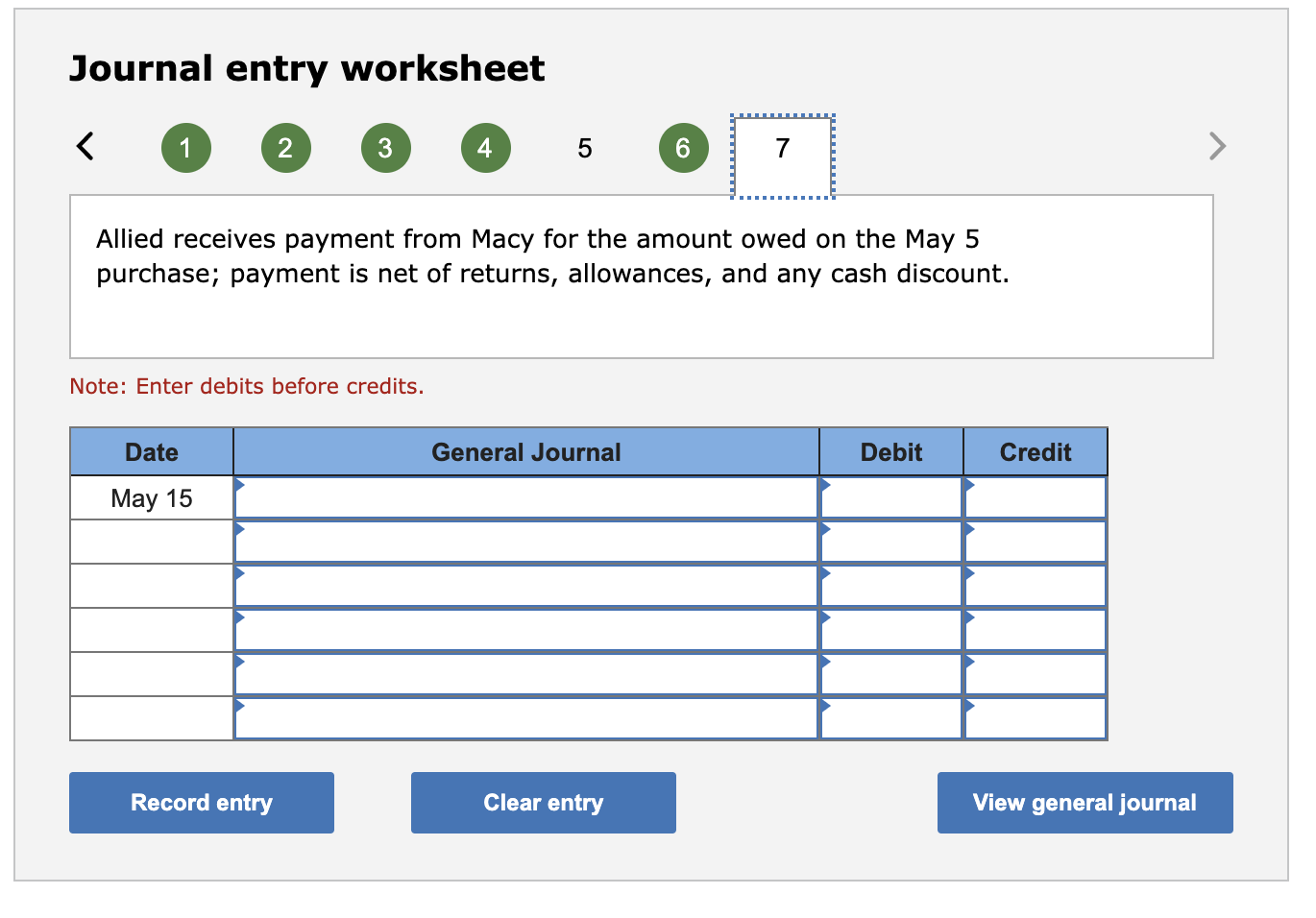 per unit (invoice total: $14,000) to Macy Company under credit terms 2/10,