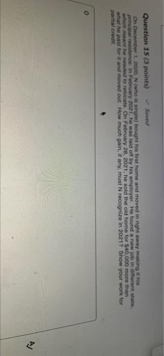  Question 15 (3 points) Saved On December 1, 2020, N (who