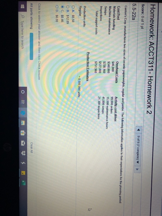  complete and show the working Homework: ACCT311- Homework 2 Score: 0