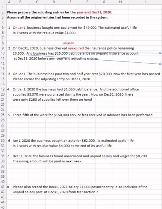  A B D E G H 1 4 2 Please prepare