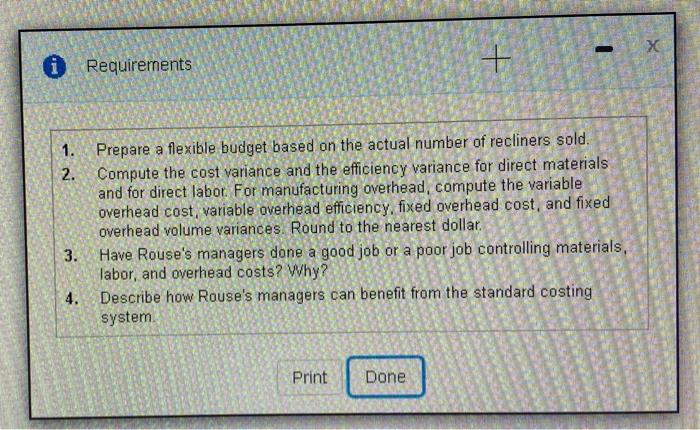 Actual Results (980 recliners) 470,400 52 200 52,216 Sales (1,000 recliners *