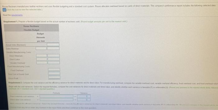 $505 each) (980 recliners x $480 each) Variable Manufacturing Costs Direct Materials