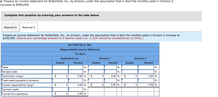 income statements for Butterfield, Inc., for the month of March. Sales Variable