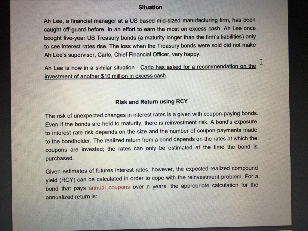 2. Risk and Return analysis (a) (i) Analyse the durations of