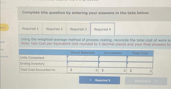 process. Complete this question by entering your answers in the tabs below.
