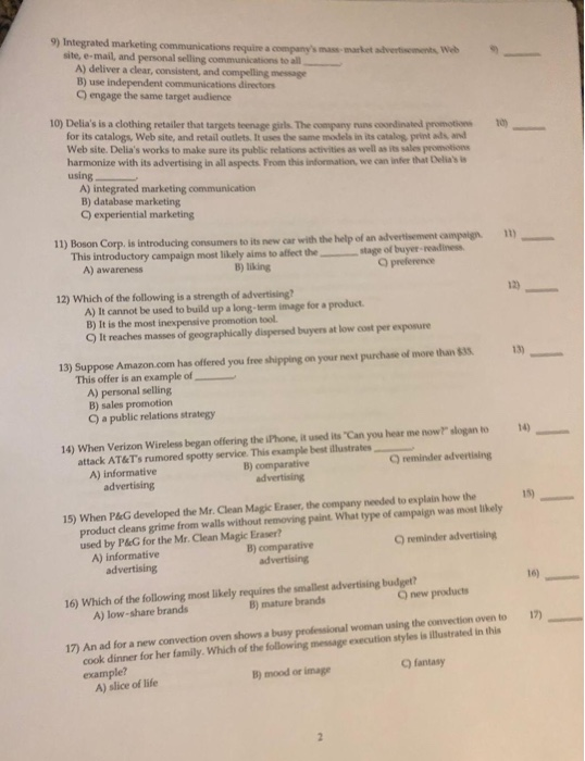  m e n ts. We 9) Integrated marketing communications require a