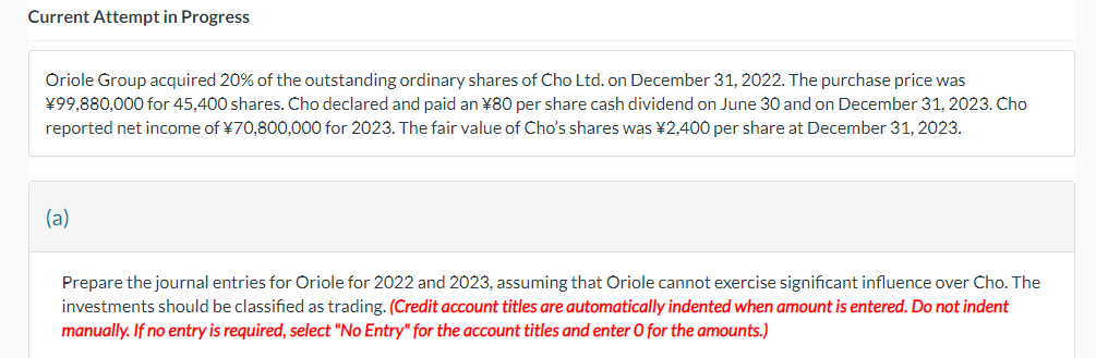  Current Attempt in Progress Oriole Group acquired 20% of the outstanding