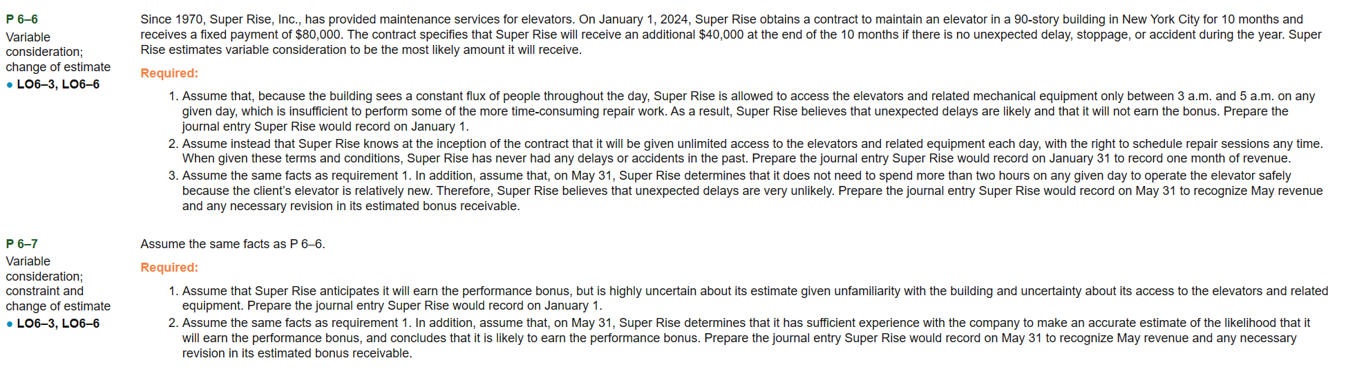 Variable consideration; change of estimate L06-3, L06-6 Variable consideration; constraint and change