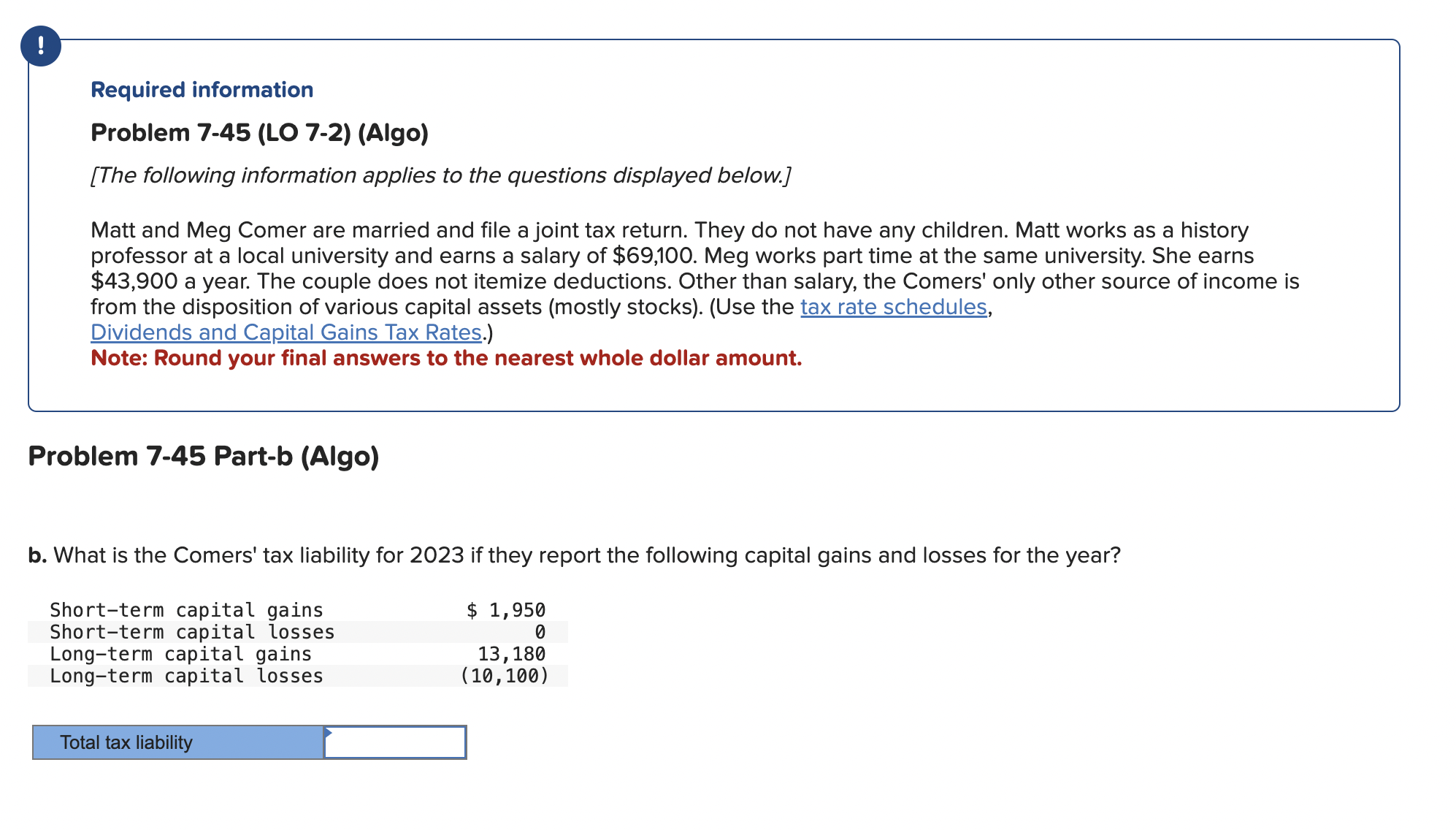  b. What is the Comers' tax liability for 2023 if they