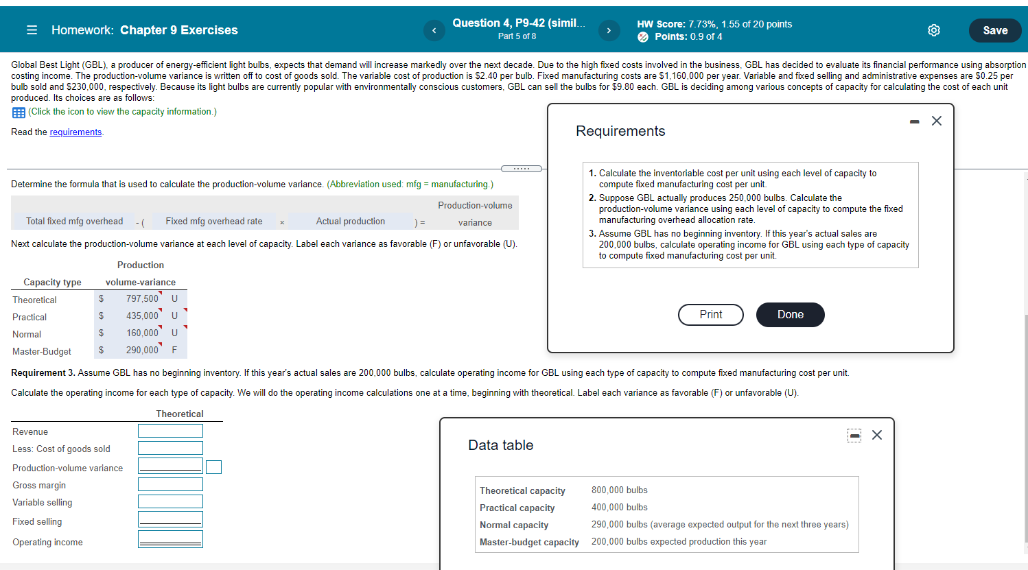 Please complete requirement 3. = Homework: Chapter 9 Exercises Question 4, P9-42