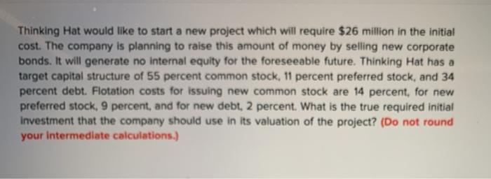  Thinking Hat would like to start a new project which will