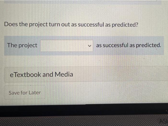 a project completed one year ago. The initial estimates were that the