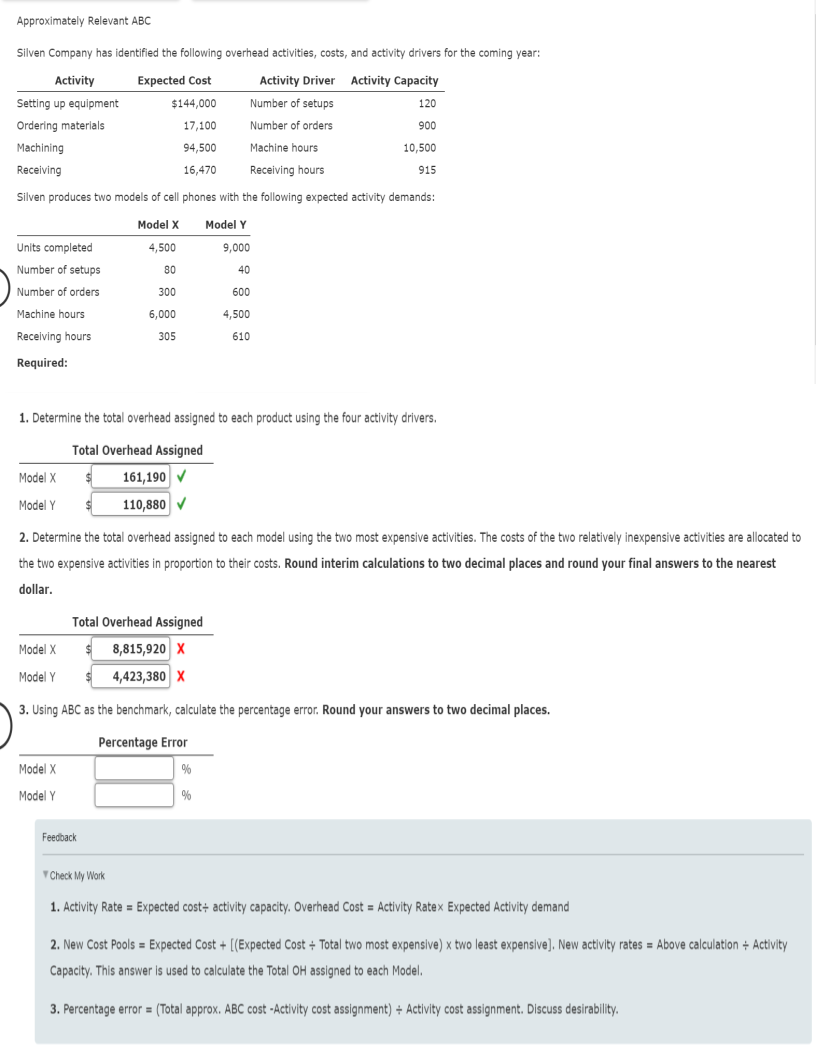  2. Determine the total overhead assigned to each model using the