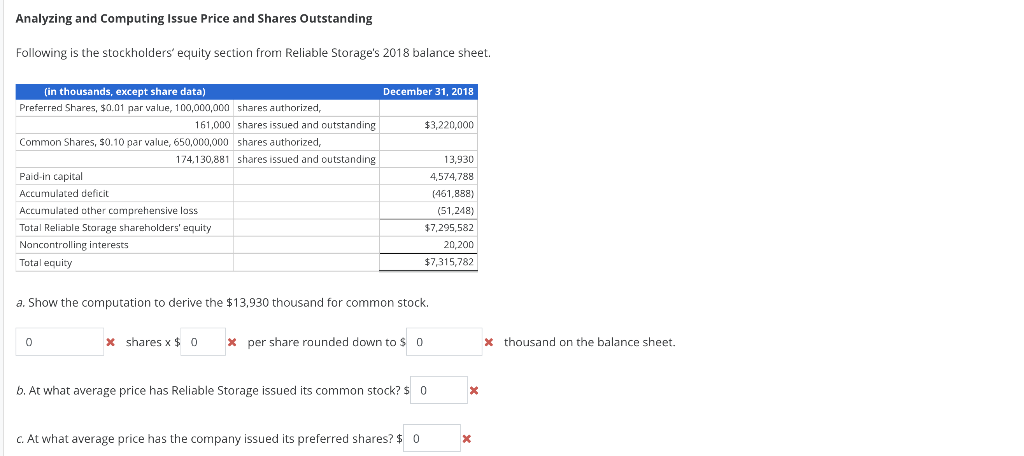 please i need them.thank you Analyzing and Computing Issue Price and Shares