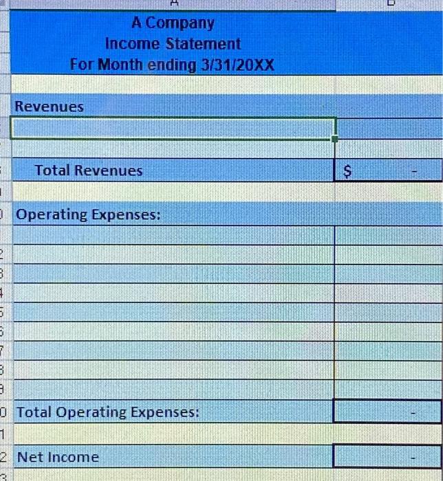 Using the data given in the accounting data appendix, create an income