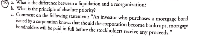  10) a. What is the difference between a liquidation and a