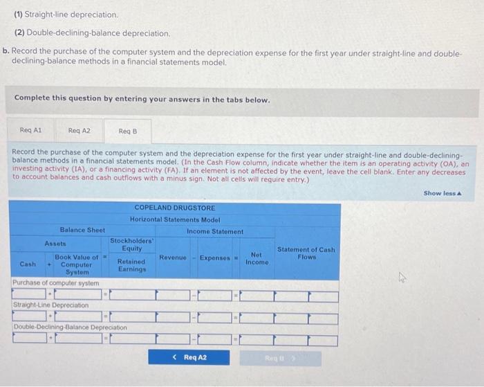 2-10 Colculate double-declining-balance depreciation and show how it affects financial statements At