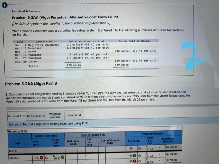  Required information Problem 5-2AA (Algo) Perpetual: Alternative cost flows LO P3