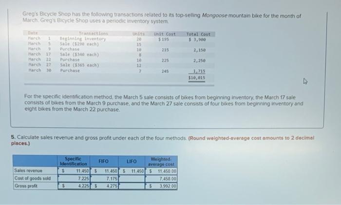 PLEASE help! and slove with the RIGHT answer Greg's Bicycle Shop has