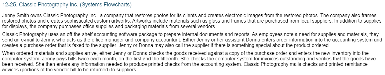 Create a systems flowchart 12-25. Classic Photography Inc. (Systems Flowcharts) Jenny Smith