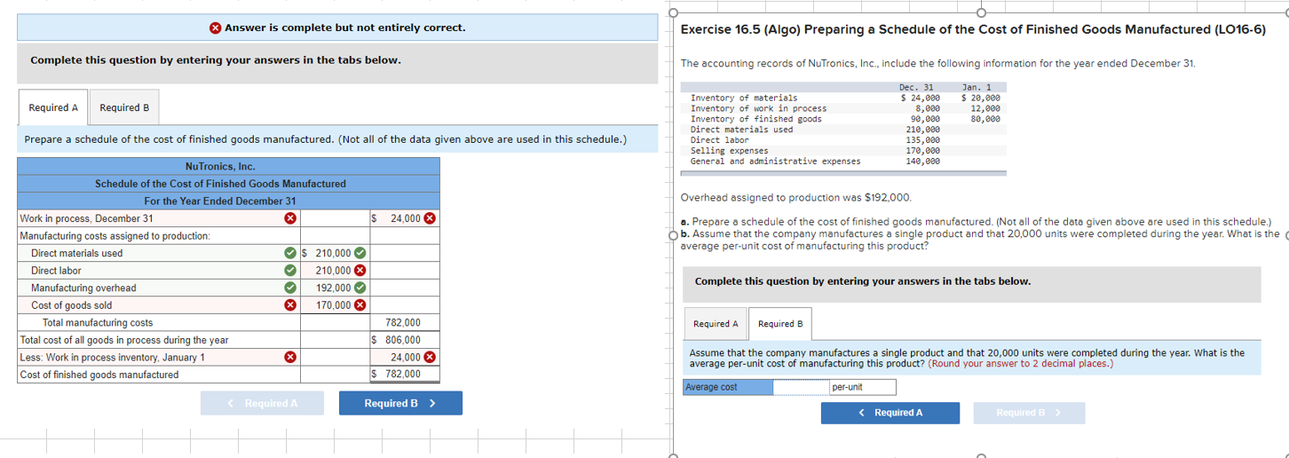 Answer is complete but not entirely correct. Exercise 16.5 (Algo) Preparing