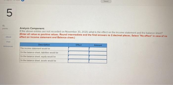 had the following additional information at its November 30, 2020, year-end: a.