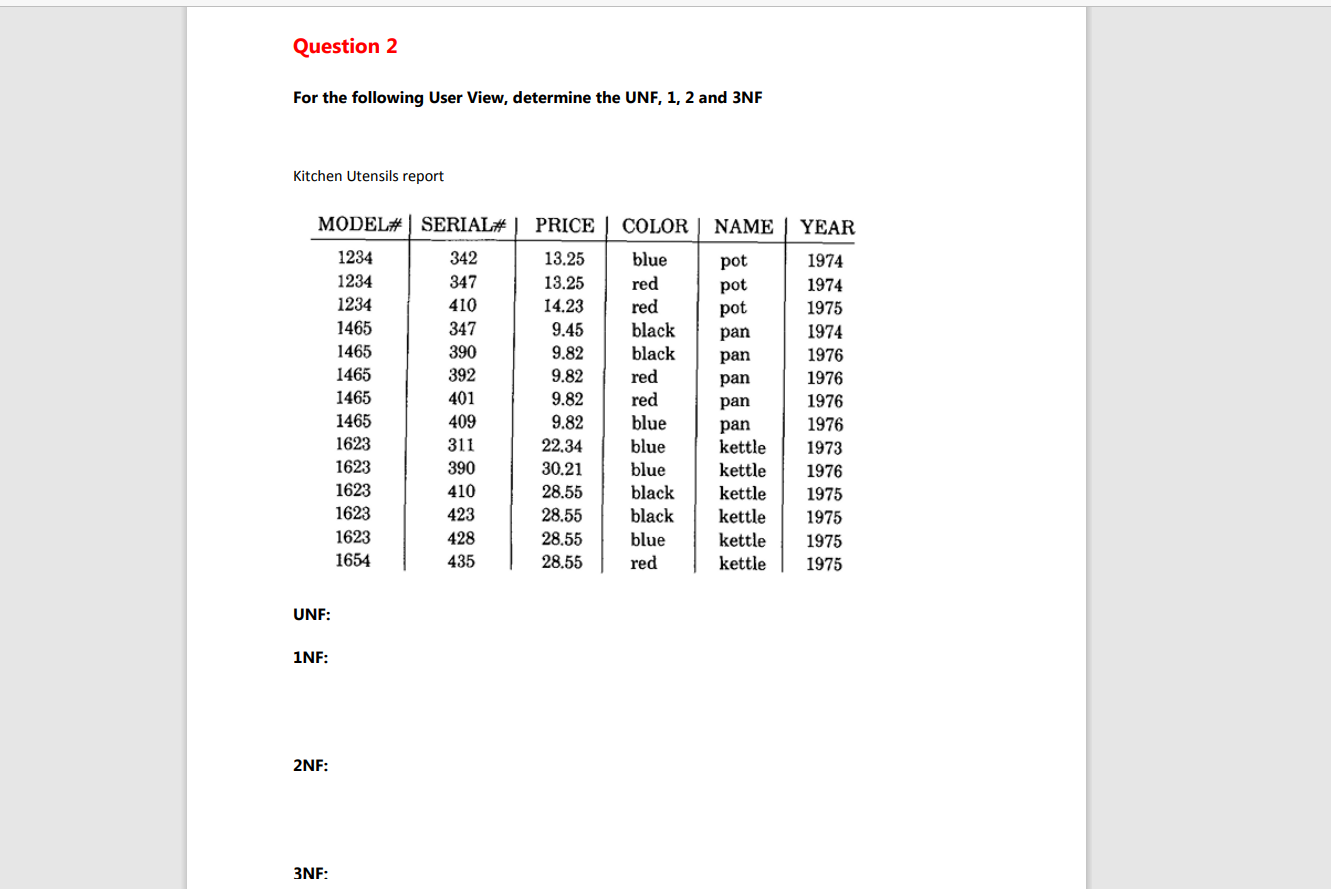 Can you help me to solve this database query? Question 2 For