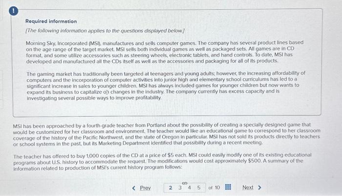 Pg 2 1. Compute the incremental profit (or loss) from accepting the