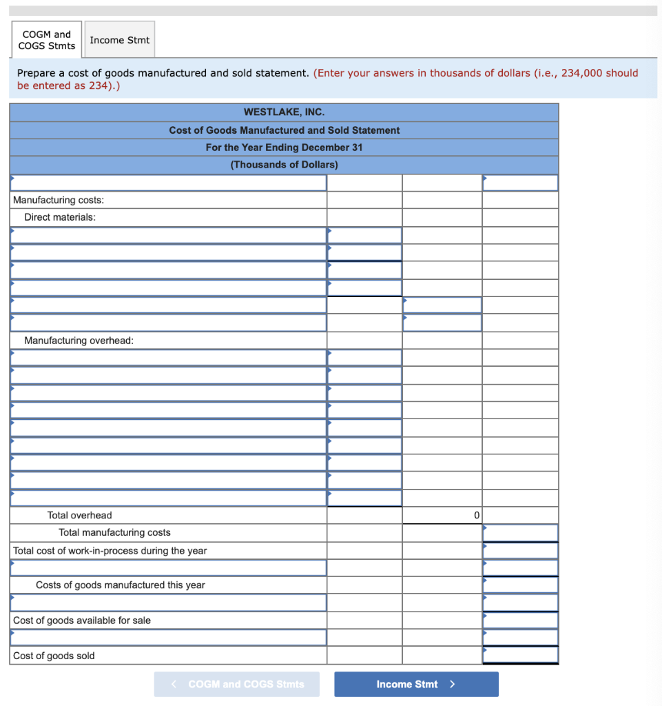 Stmt. are listed Please use the options to fill out the statements.