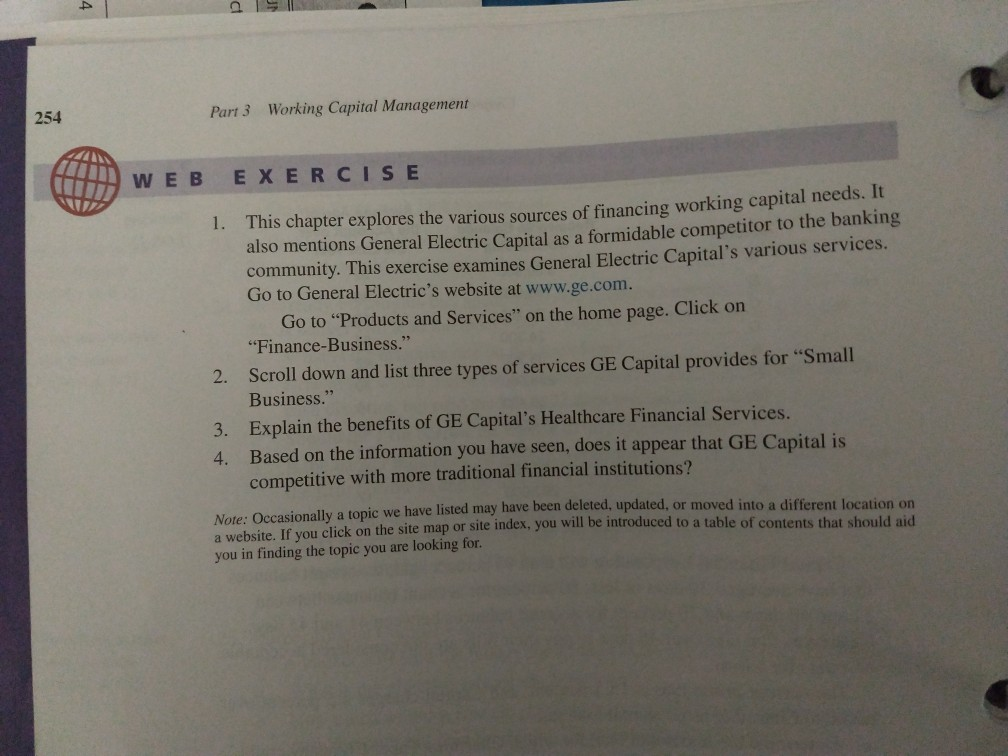 254 Part 3 Working Capital Management WEB EX ERCIS E This