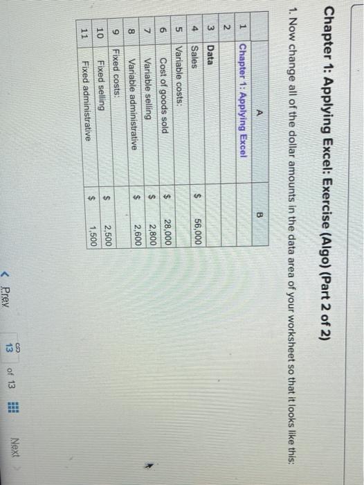  Chapter 1: Applying Excel: Exercise (Algo) (Part 2 of 2) 1.