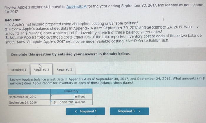  Review Apple's income statement in Appendix A for the year ending
