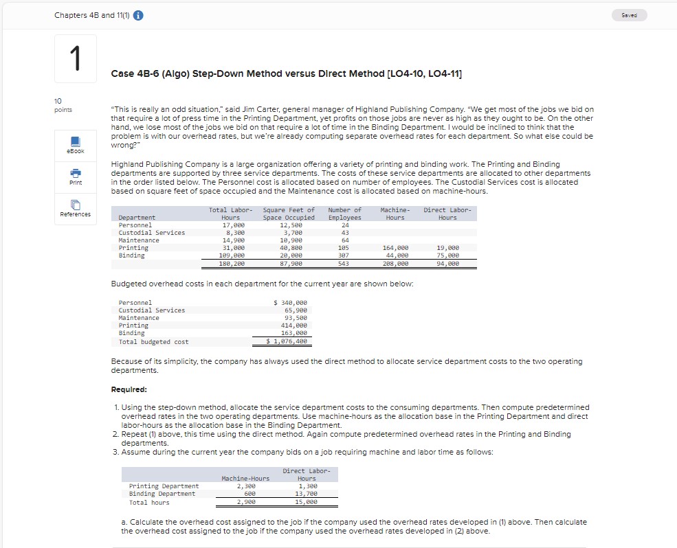  Case 4B-6(Algo) Step-Down Method versus Direct Method [L04-10, LO4-11] "This is