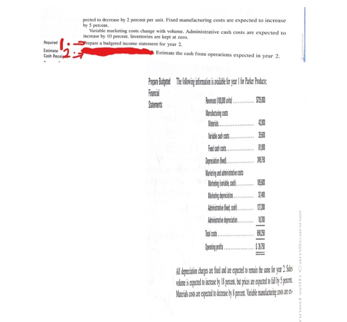  pected to decrease by 2 percent per unit. Fixed manufacturing costs