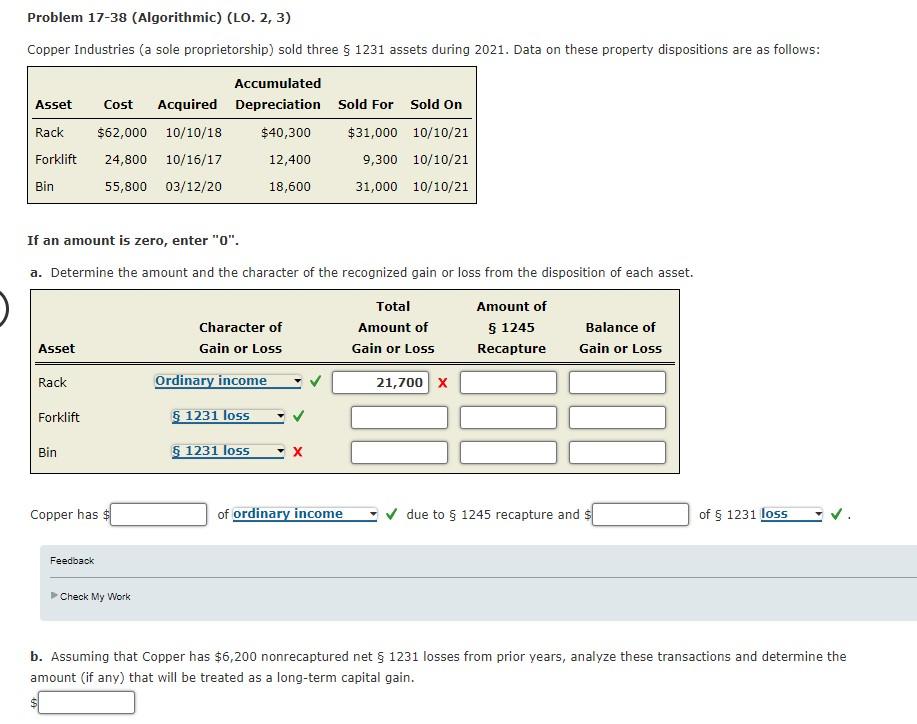  Problem 17-38 (Algorithmic) (LO. 2, 3) Copper Industries (a sole proprietorship)