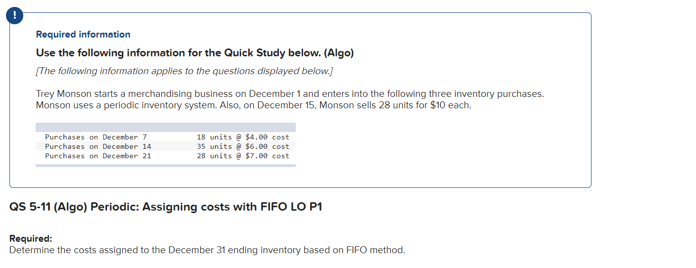  ! Required information Use the following information for the Quick Study