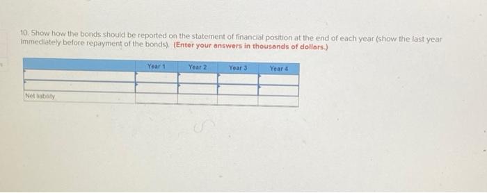 year. The bonds mature at the end of four years. The following