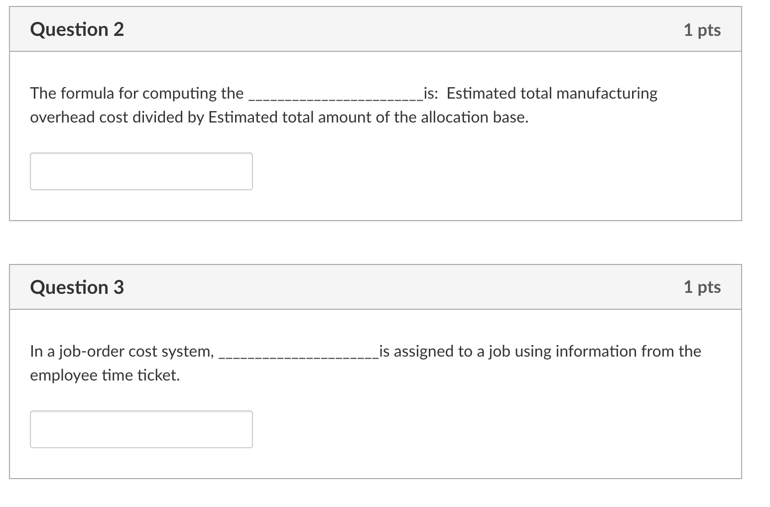  Question 2 1 pts The formula for computing the is: Estimated
