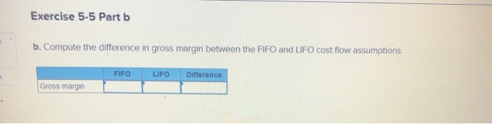 inventory balance and gross margin LO 5-1 [The following information applies to