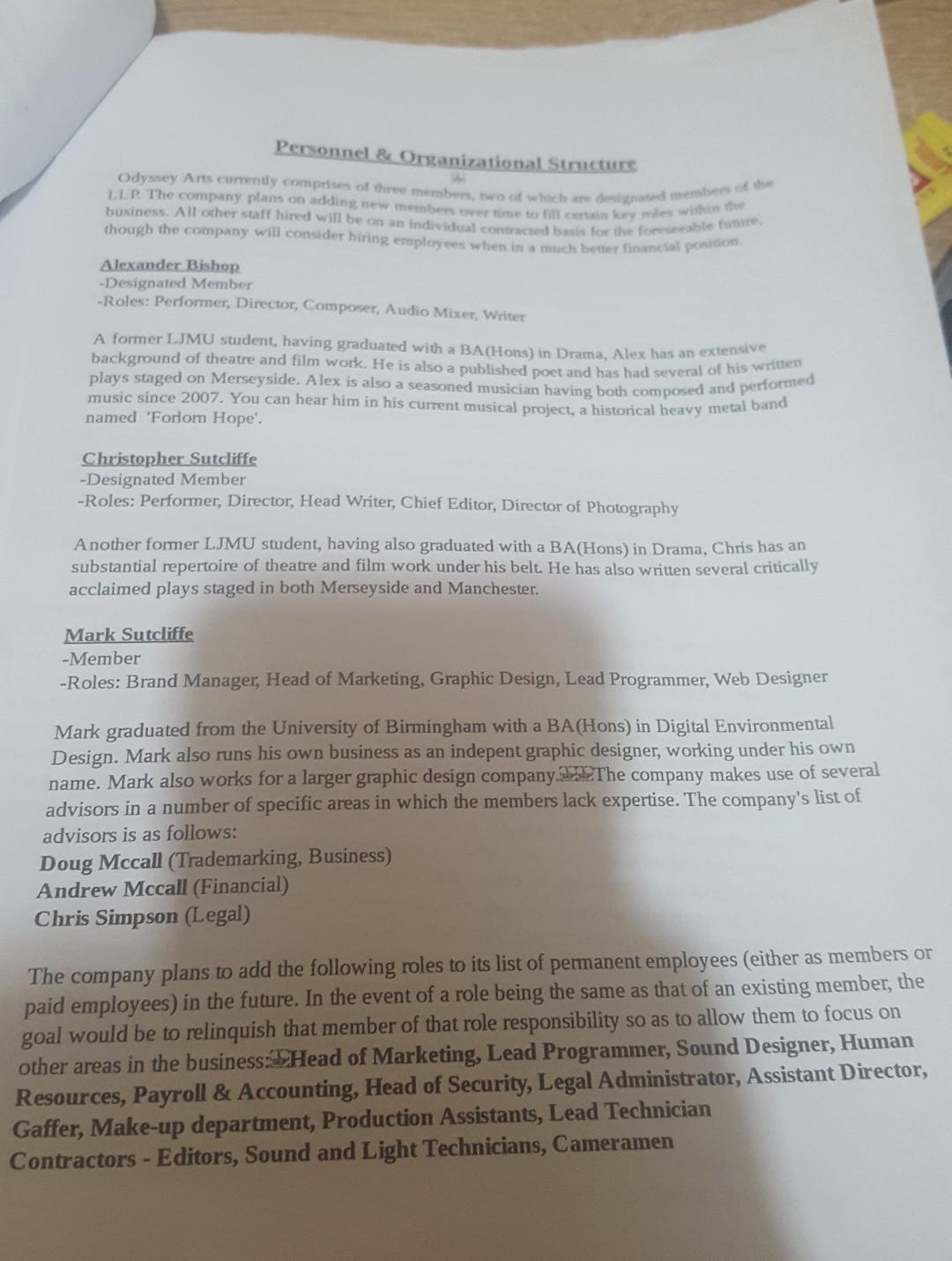 a lot to read but it's due in for tomorrow Odyssey Arts