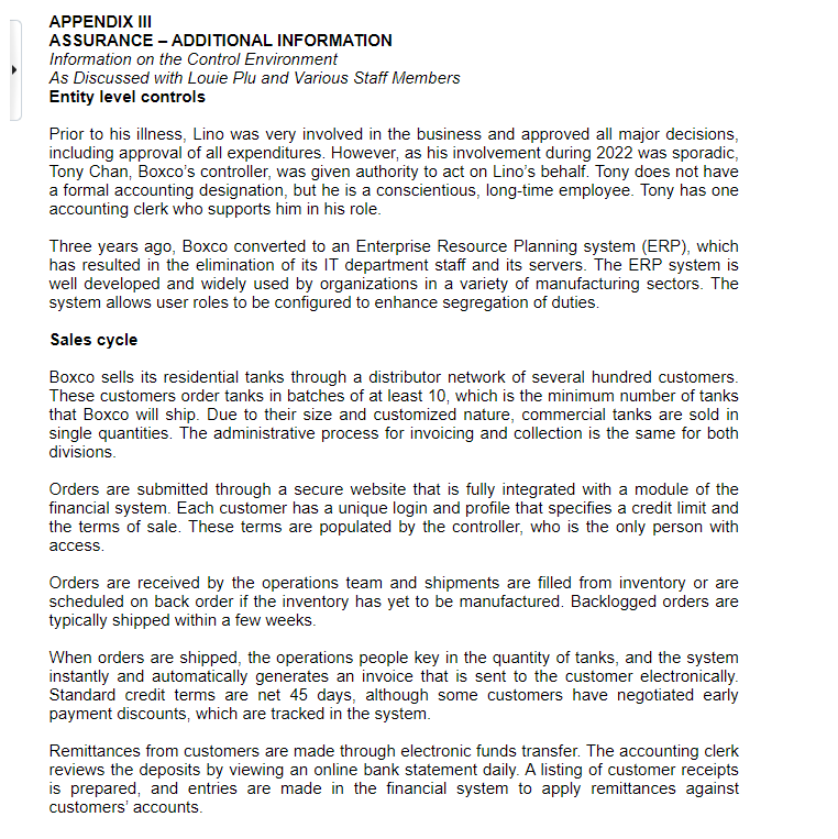 and Additional Information The financial statements for Boxco have been prepared using