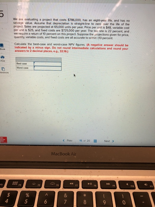  We are evaluating a project that costs $786.000, has an eight