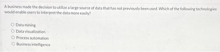  A business made the decision to utilize a large source of