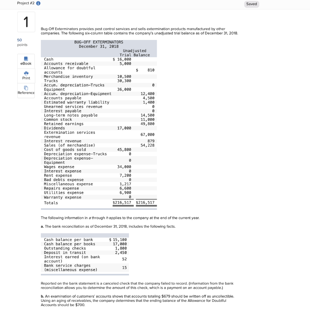 Project #2 Saved Bug-Off Exterminators provides pest control services and sells