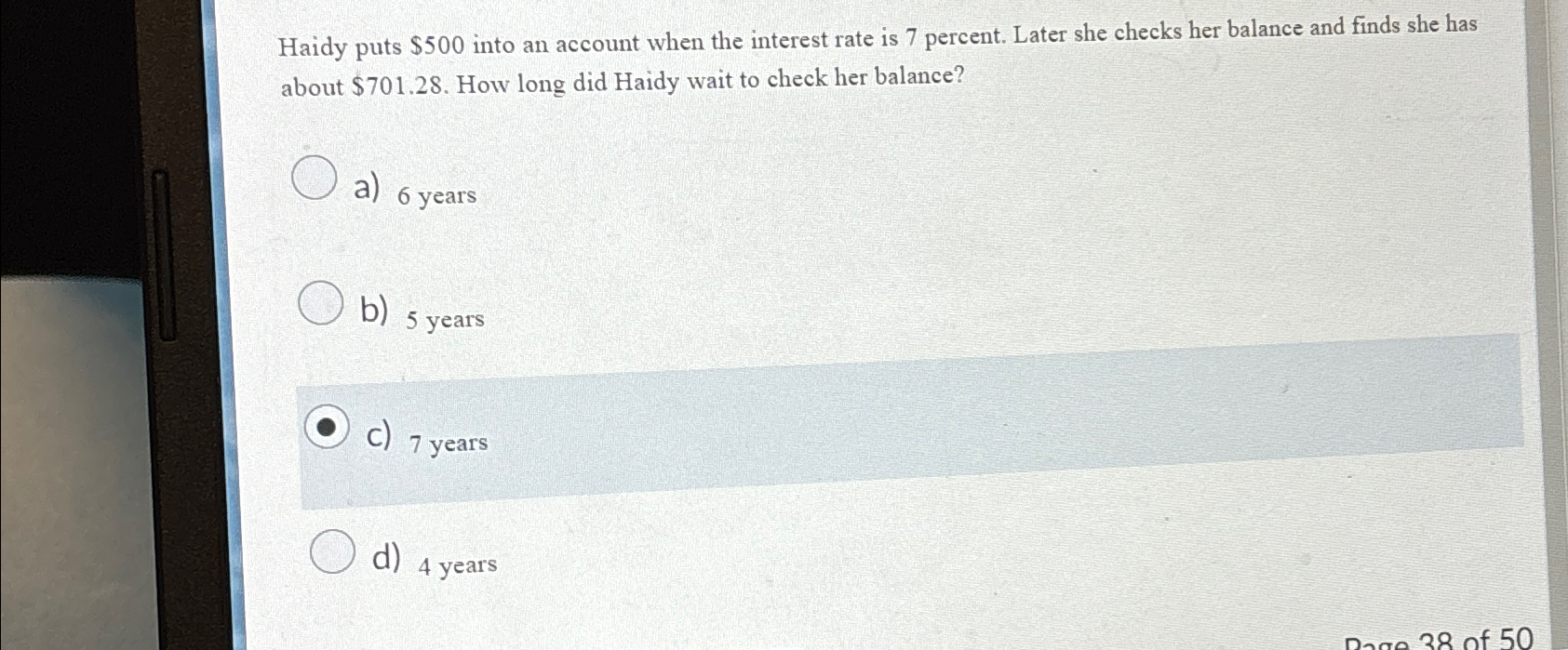  Haidy puts $500 into an account when the interest rate is